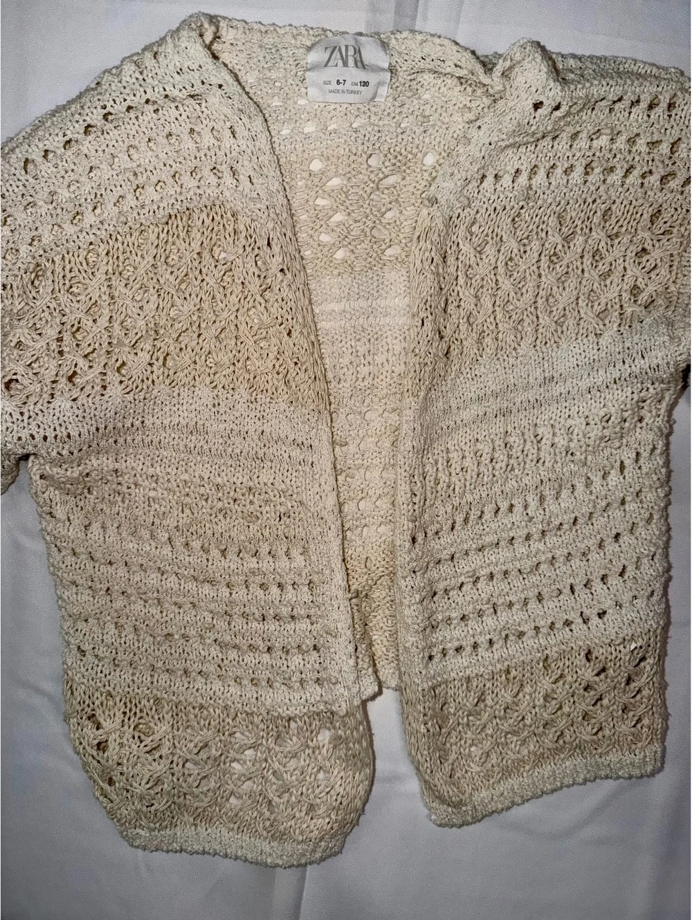 ZARA Girls' Crochet Knit Cardigan Size 6-7 Years